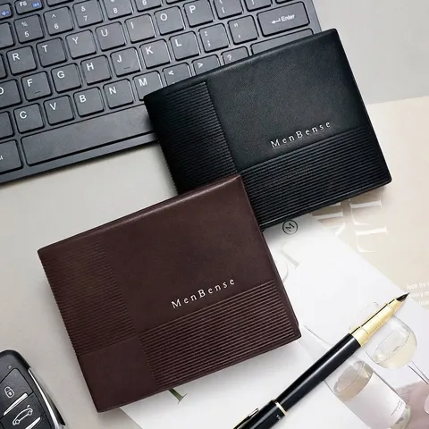 Minimalist Men Business Short Wallet PU Leather Tri-fold Horizontal Purse With Multi Card Slots Cash Folder Male Gift