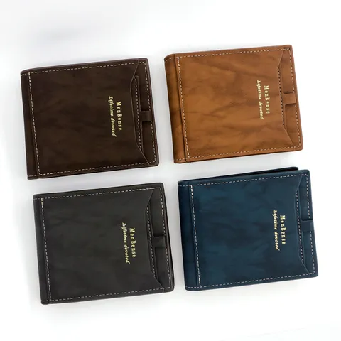 MenBense Men Short Wallet Fashion PU Leather Card Holder With Zipper Coin Pocket Multi-Slot Bifold Business Wallet Gift