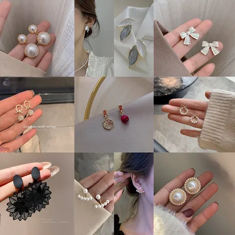 Elegant Alloy Bowknot Rhinestone Stud Earrings With 925 Sterling Silver Earring Post Artificial Pearl Earrings For Women Jewelry