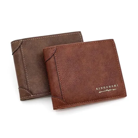 Men Short Wallet PU Leather 3-Fold Multi-Card Slots Coin Pocket Retro Corner Protector Design Urban Minimalist Purse For Men Gift