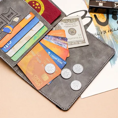 Θήκη Διαβατηρίου με Προστασία RFID Πολυλειτουργικό PU Δερμάτινο Πορτοφόλι Ταξιδιού Οργανωτής Εγγράφων για Άνδρες Γυναίκες