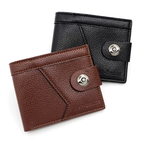 MenBense Herren Kurze Bifold Geldbörse PU-Leder Gespleißtes Design Magnetverschluss Schlankes Kartenetui Urban Geldklammer
