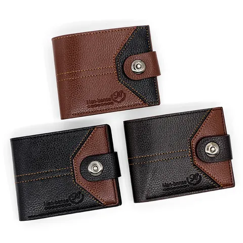 Herren PU Leder Kurze Geldbörse Spleißen Design Multi-Kartensteckplatz Geldclip Magnetverschluss Für Den Täglichen Gebrauch Klassischer Stil