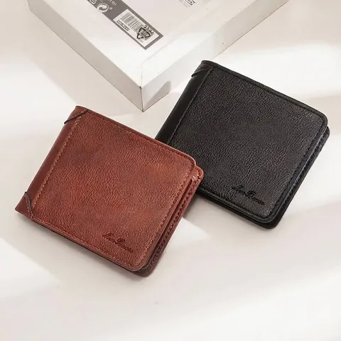 Men Vintage PU Leather Trifold Wallet Horizontal Multi-Card Slots Soft Money Clip Waterproof Casual Business Purse For Men