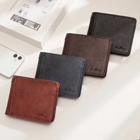 Men Vintage PU Leather Trifold Wallet Horizontal Multi-Card Slots Soft Money Clip Waterproof Casual Business Purse For Men