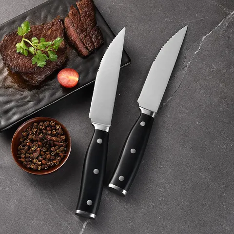 Stainless Steel Steak Knife Household Western Dinner Knife Sharp Serrated Blade Ergonomic Handle Kitchen Cutlery Tool