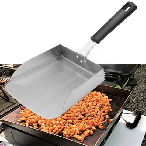 Pelle à Aliments en Acier Inoxydable Grande Pelle à Frites Avec Poignée en PP Ergonomique pour Distribution de Snacks Barbecue Cuisine