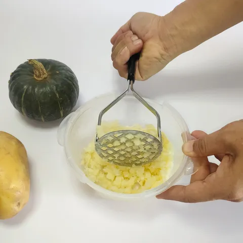 Stainless Steel Potato Masher Heavy Duty Kitchen Tool With Mirror Polished Handle For Home Cooking Mashing Vegetables