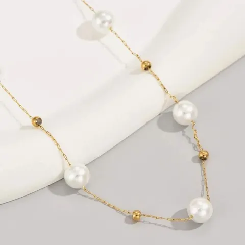 Eenvoudige Legering Kunstparel Ketting Voor Vrouwen Verguld Gypsophila Sleutelbeen Ketting Lichte Luxe Elegante Sieraden
