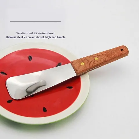Commercial Stainless Steel Ice Cream Shovel With Riveted Wood Handle Sturdy Hard Ice Cream Scoop For Kitchen Dessert Shop