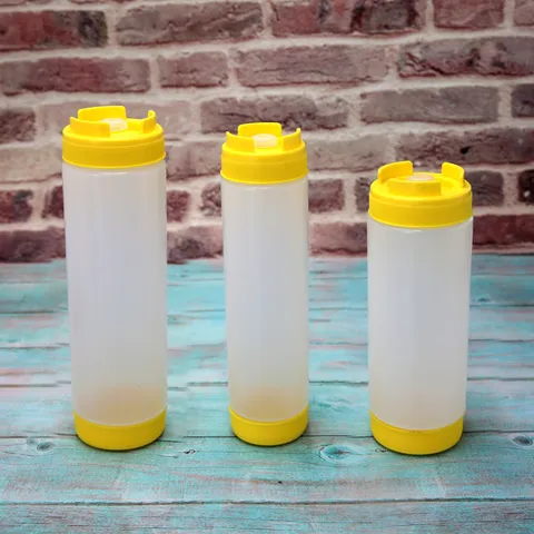 Bottiglia Spremibile a Doppia Estremità in Plastica LDPE Trasparente per Salse Ketchup Senape Maionese Dispenser da Cucina