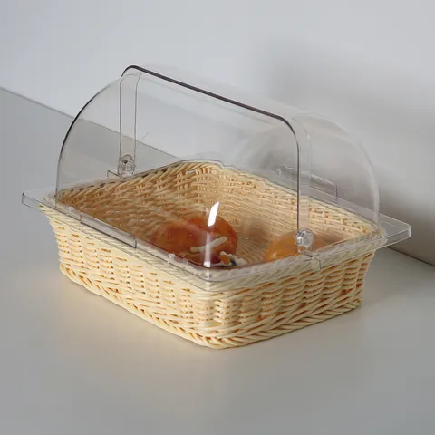 Transparent Polycarbonate Square Food Cover Clear Bread Cake Display Lid Dustproof Food Dome For Bakery Buffet Restaurant Kitchen