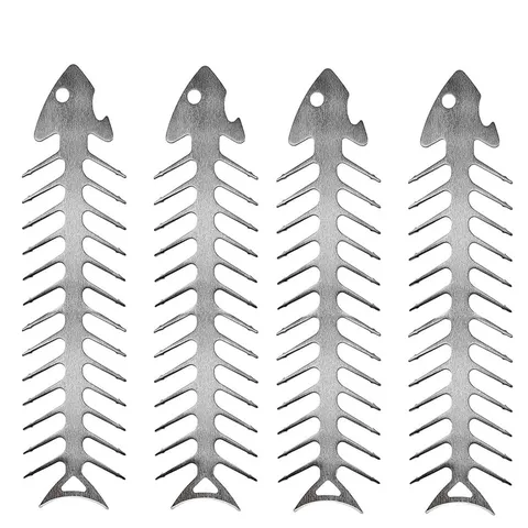 Fishbone Shaped 410 Stainless Steel BBQ Skewers Reusable Meat Roasting Grilling Fork Tools With Integrated Bottle Opener