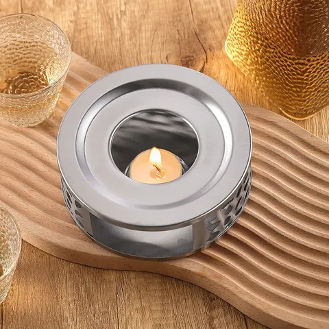 Chauffe-Thé en Acier Inoxydable Ajouré Base de Bougie Chauffante pour Théière Moderne Minimaliste Chauffage Métallique Maison Bureau