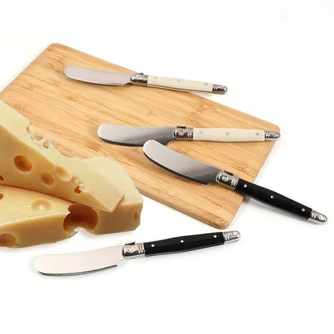 Stainless Steel Butter Knife Laguiole Style Spreader Cream Jam Cheese Slicer With Plastic Riveted Handle Mirror Polished