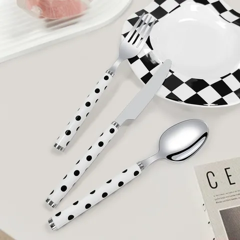 Stippen Ontwerp Roestvrij Stalen Bestek Collectie Spiegel Gepolijst Mes Vork Lepel Servies Voor Thuis Keuken Dineren Feest