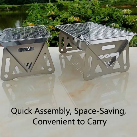 Parrilla de Barbacoa Plegable Portátil de Acero Inoxidable Mini Estufa de Carbón para Camping Con Bolsa de Almacenamiento
