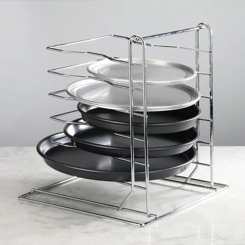Electroplated Iron Multi-Tier Pizza Pan Rack Heavy Duty Vertical Cooling Rack For Kitchen Bakery Storage Organizer