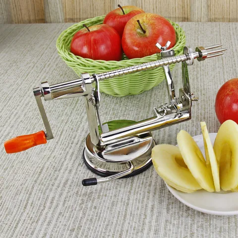 Stainless Steel Hand Crank Apple Peeler 3 in 1 Fruit Slicer Multipurpose Kitchen Tool for Home Restaurant