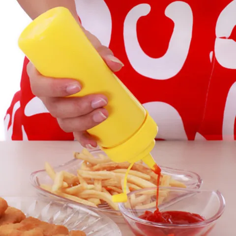 Dispenser a Pressione Con Tappo Antipolvere Bottiglia in Plastica per Ketchup Condimento Salsa di Soia Aceto Cucina Gadget