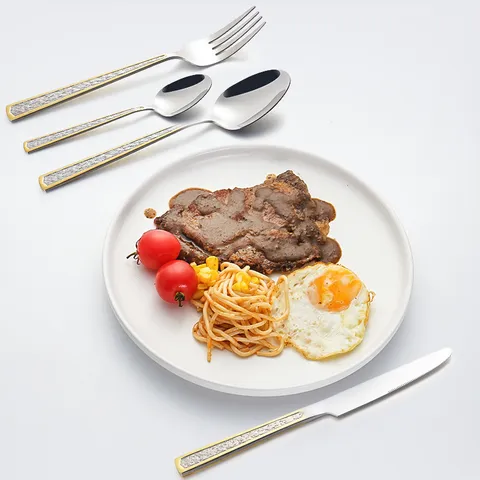 Edelstahl Besteckset Steintextur Spiegelpoliert Tafelmesser Gabel Löffel Set Für Hotel Restaurant Zuhause