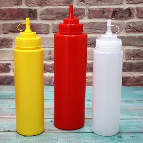 Dispenser a Pressione Con Tappo Antipolvere Bottiglia in Plastica per Ketchup Condimento Salsa di Soia Aceto Cucina Gadget