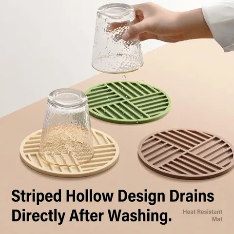 Non-slip Silicone Heat Resistant Placemat Round Morandi Color Coaster Kitchen Dining Table Mat For Hot Pots Bowls Plates