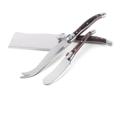 Stainless Steel Cheese Knife Fork Spreader Set With Pakkawood Handle Mirror Polished Laguiole Style Butter Knives For Kitchen Dining Party