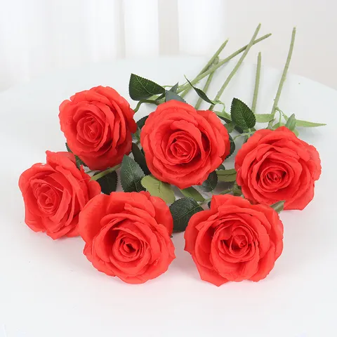 Artificial Rose Silk Flower Single Stem Realistic Fake Roses For Home Hotel Wedding Decoration Floral Arrangement Party Decor