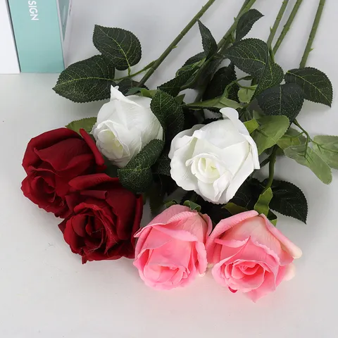 Artificial Rose Flower Moisturizing Hand-Feel Silk Cloth Moisturizing Rose Stems For Home Wedding Party Valentine Day Decor