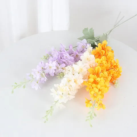 Artificial Delphinium Flowers Satin Fabric Fake Hyacinth For Home Wedding Decoration Photography Props Ornament