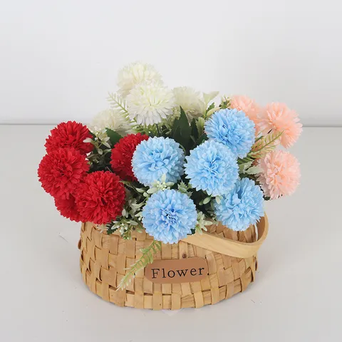 Artificial Chrysanthemum Bouquet Fake Dandelion Silk Flowers Heads Bunch Floral Arrangements For Home Living Room Garden Wedding Decor