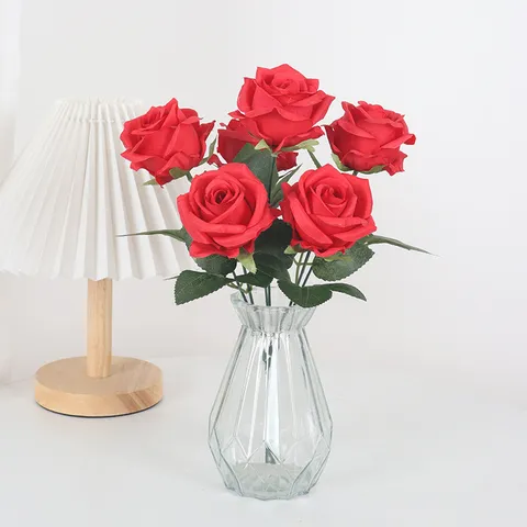 Artificial 6 Heads Snow Mountain Rose Bouquet For Wedding Home Decoration Satin Fake Flowers Photography Props