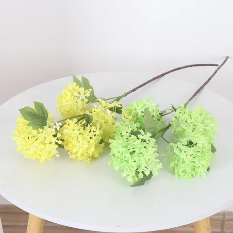 Realistic Artificial Hydrangea Silk Flower 5 Heads Snowball Hydrangea Arrangement Stem For Home Wedding Party Hotel Floral Decor