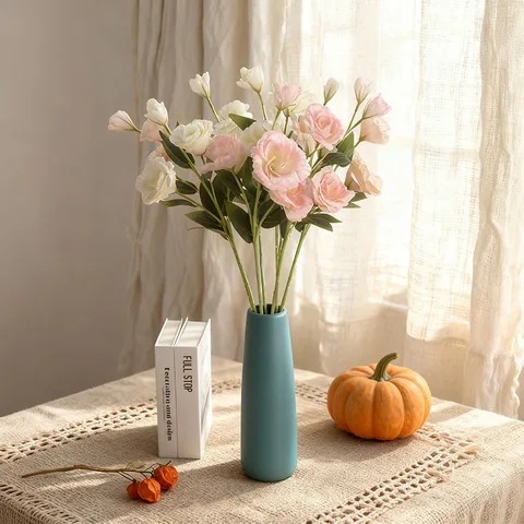 Nordic Silk Fabric Artificial Lisianthus Flower Single Stem Simulation Fake Flower For Home Living Room Hotel Decoration Photography Props Ornaments