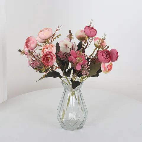 Pastoral Minimalist Artificial Camellia Camellia Japonica Fake Flower Bunch Fabric Floral Stem For Hotel Garden Outdoor Home Office Decor Landscaping