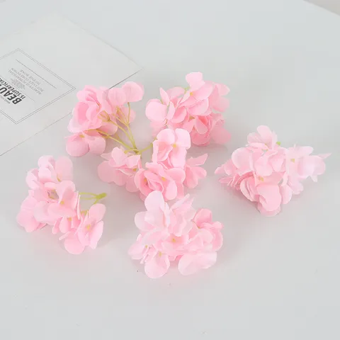 Mini Artificial Hydrangea Flower Head Silk Flower Crafts For DIY Headwear Hairpin Accessories Wedding Home Floral Decoration