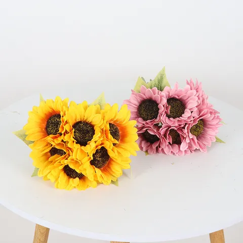 Bouquet de Tournesols Artificiels Fleurs en Soie Composition Florale pour Maison Hôtel Jardin Mariage Décoration de Table