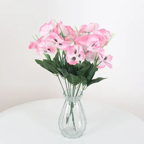 Artificial Pansy Flower Bouquet Silk Cloth Plastic Faux Flowers For Home Hotel Wedding Garden Decoration Multicolor