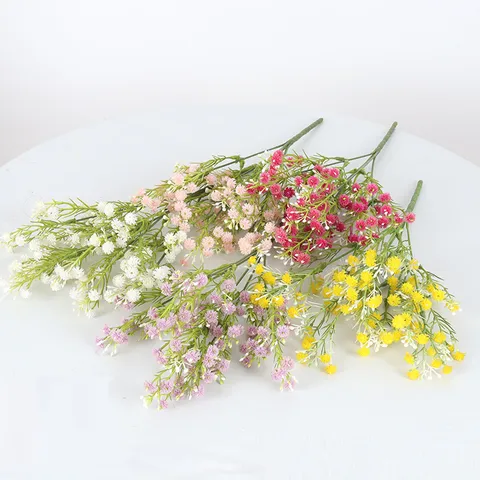 Artificial Gypsophila Flowers Bouquet Soft PVC Fake Breath Flower Bunch For Home Room Wedding Decoration Floral Arrangement Decor
