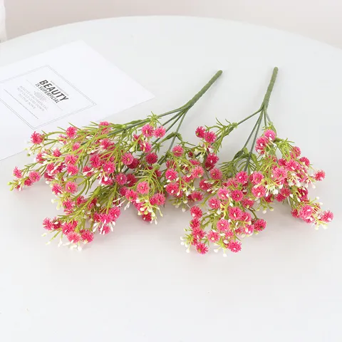 Artificial Gypsophila Flowers Bouquet Soft PVC Fake Breath Flower Bunch For Home Room Wedding Decoration Floral Arrangement Decor
