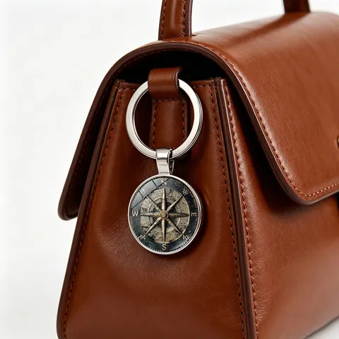 Retro Nautical Compass Keychain Zinc Alloy Time Gem Metal Key Ring Bag Charm Car Accessories Men Women Gift