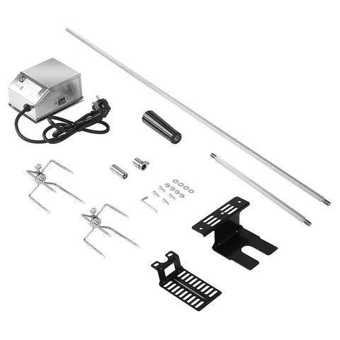 Professional Stainless Steel Electric Rotisserie Kit Automatic BBQ Grill Accessories With Motor Meat Forks Spit Rod Set For Home Outdoor