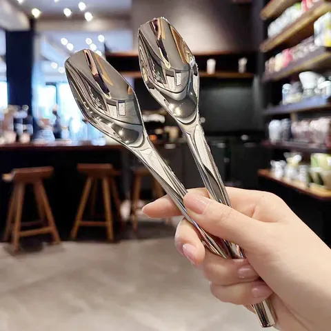 Cuillère de Table en Acier Inoxydable 304 Moderne Minimaliste Polissage Miroir Tête Carrée Long Manche Vaisselle Pour Soupe