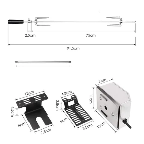 Professional Stainless Steel Electric Rotisserie Kit Automatic BBQ Grill Accessories With Motor Meat Forks Spit Rod Set For Home Outdoor