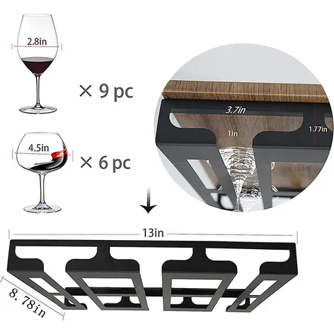 Modern Iron Wine Glass Rack Under Cabinet Stemware Holder Hanging Wine Glass Hanger Storage Organizer For Kitchen Bar Home