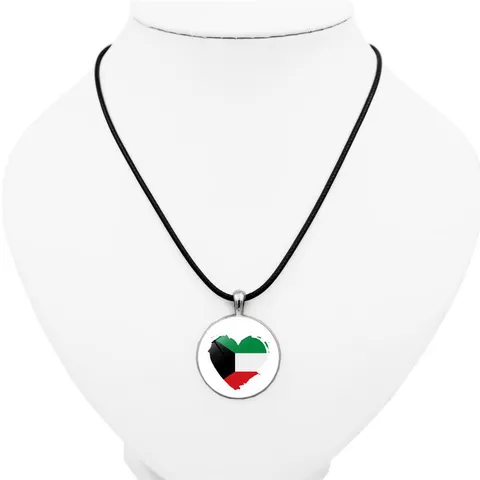 Palästina Flagge Anhänger Halskette Legierung Glas Zeit Edelstein Cabochon Schmuck Für Herren Damen Alltag Geschenk