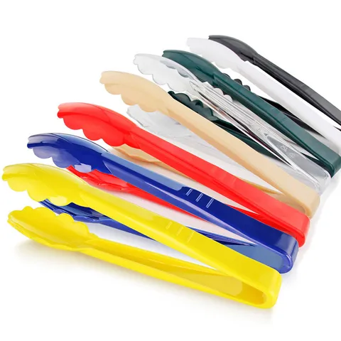 Heat Resistant Plastic Food Tongs Scalloped Edge Buffet Bread Cake Salad Clip Multifunctional Kitchen Utensil Tongs Serving Tongs