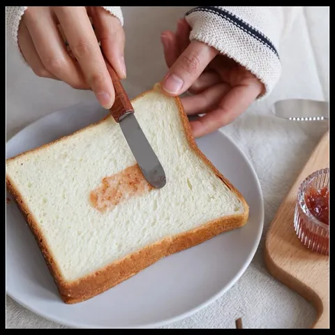 Japanese Vintage Stainless Steel Butter Knife Beech Wood Handle Serrated Jam Spreader Dessert Knife For Kitchen Dining Table Home