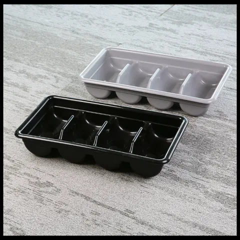 Plastic Cutlery Organizer Tray Four Compartments Matt Finish Flatware Sorting Box For Kitchen Drawer Restaurant Hotel Tray Organizer